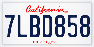 CA license plate 7LBD858