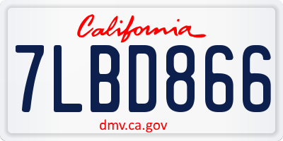 CA license plate 7LBD866