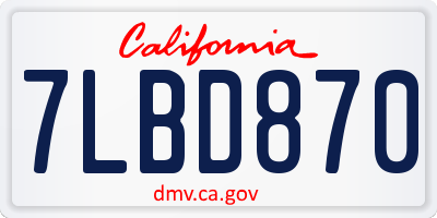 CA license plate 7LBD870