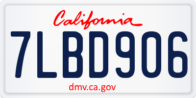 CA license plate 7LBD906