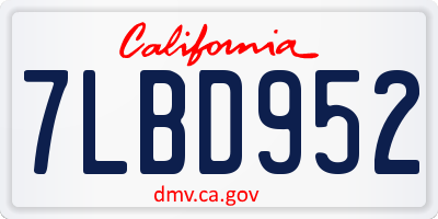 CA license plate 7LBD952