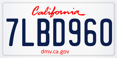 CA license plate 7LBD960