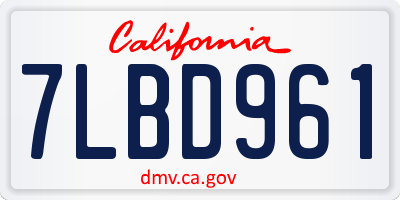 CA license plate 7LBD961