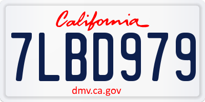 CA license plate 7LBD979