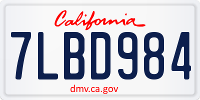 CA license plate 7LBD984
