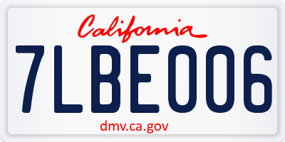 CA license plate 7LBE006