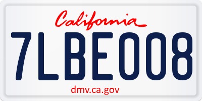 CA license plate 7LBE008