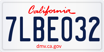 CA license plate 7LBE032