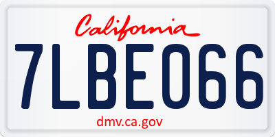 CA license plate 7LBE066