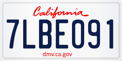 CA license plate 7LBE091
