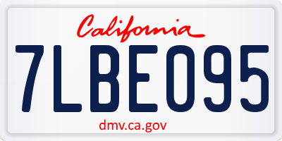 CA license plate 7LBE095