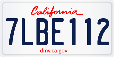 CA license plate 7LBE112