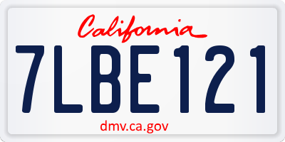 CA license plate 7LBE121