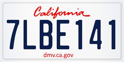 CA license plate 7LBE141