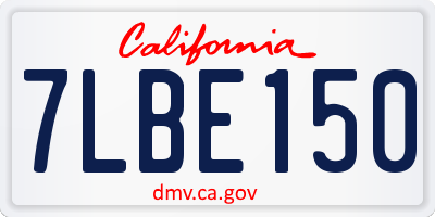 CA license plate 7LBE150