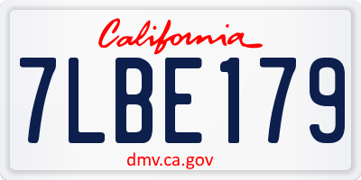 CA license plate 7LBE179