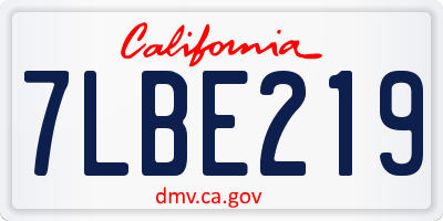 CA license plate 7LBE219