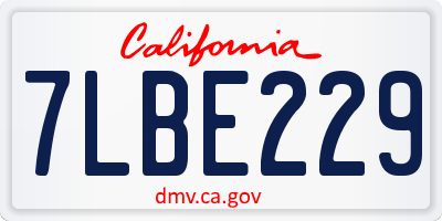 CA license plate 7LBE229