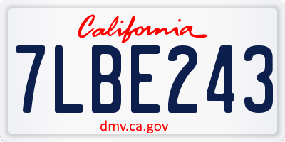 CA license plate 7LBE243