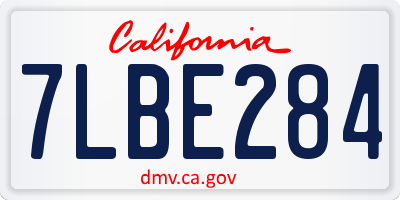 CA license plate 7LBE284