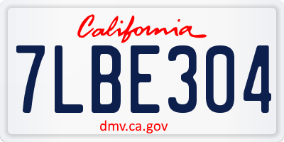 CA license plate 7LBE304