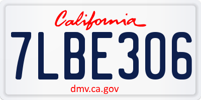CA license plate 7LBE306