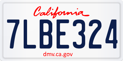 CA license plate 7LBE324