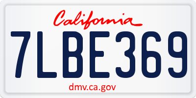 CA license plate 7LBE369