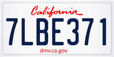 CA license plate 7LBE371