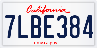 CA license plate 7LBE384