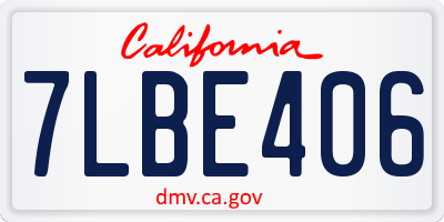 CA license plate 7LBE406