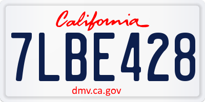 CA license plate 7LBE428