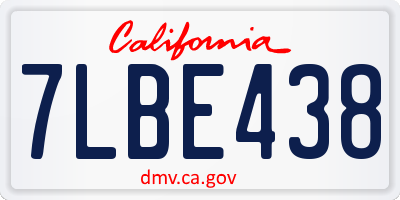 CA license plate 7LBE438