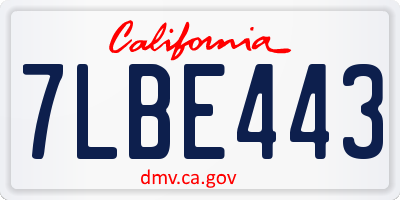 CA license plate 7LBE443