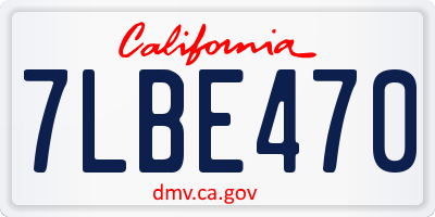 CA license plate 7LBE470