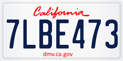 CA license plate 7LBE473