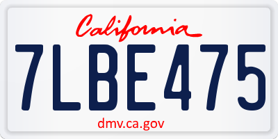 CA license plate 7LBE475