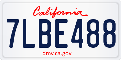 CA license plate 7LBE488
