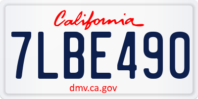 CA license plate 7LBE490