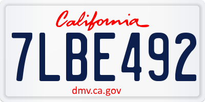 CA license plate 7LBE492