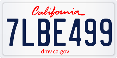 CA license plate 7LBE499