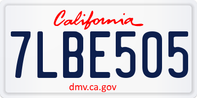 CA license plate 7LBE505