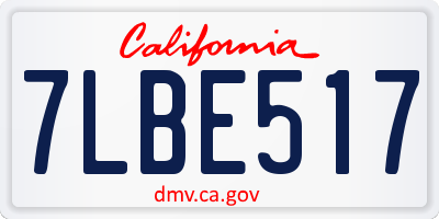 CA license plate 7LBE517