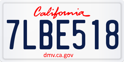 CA license plate 7LBE518