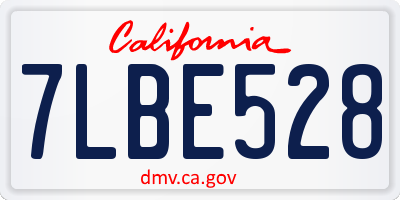 CA license plate 7LBE528