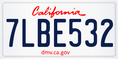 CA license plate 7LBE532