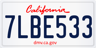 CA license plate 7LBE533