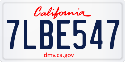 CA license plate 7LBE547