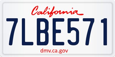 CA license plate 7LBE571