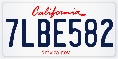 CA license plate 7LBE582